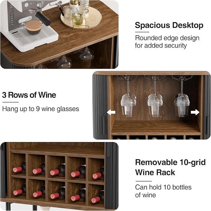 FiveWillowise Black Coffee Bar Cabinet - Image 4