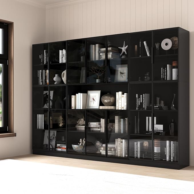 Mekminop Bookcase with Glass Doors and RGB Led Lights, Combination Display - Image 7