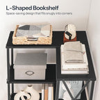 HOOBRO Corner Bookshelf, 5-Tier L-Shaped Bookcase, Industrial Open Display - Image 6