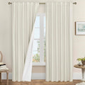 Ivory 100% Blackout Curtains, 84 Inch Living Room Farmhouse Curtains Room by LAMIT