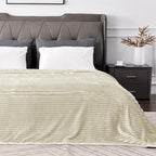 BEDELITE 3D Ribbed Jacquard Beige Blankets Queen Size - Image 2