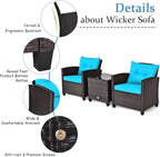Tangkula 3 Pieces Patio Furniture Set, PE Rattan Wicker 3 Pcs Outdoor Sofa Set - Image 5