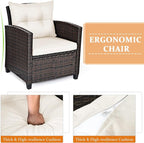 HAPPYGRILL 3 Pieces Patio Conversation Set, Outdoor Furniture Set PE Rattan - Image 4