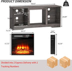 PRETZI Fireplace TV Stand with 18" Fireplace Up to 65" TVs, TV Media Console - Image 6