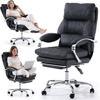 LEAGOO Office Chair with Foot Rest, Swivel Computer Desk Chair PU Leather by LEAGOO