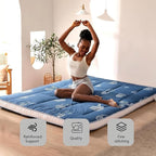 MAXYOYO Grey Cactus Pattern Full Size Futon Mattress, Quilted Bed Mattress - Image 6