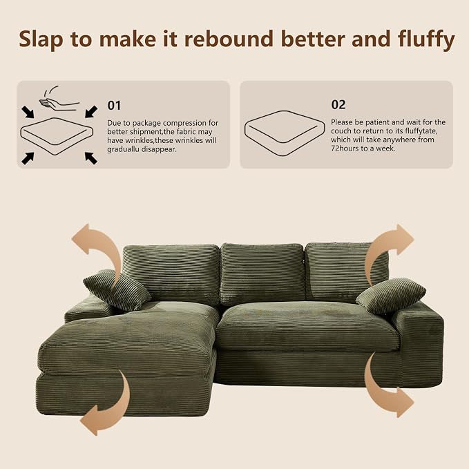 98.4" Green Sectional Sofa Cloud Modular Sectional Couch - Image 3
