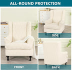 KRFOONN Stretch Wing Chair Slipcovers Jacquard 2 Piece Wingback Chair Covers - Image 5