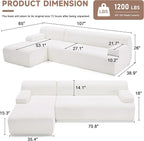 Weture 107" Modular Sectional Cloud Couch, Boneless couches Sponge sectionals - Image 2
