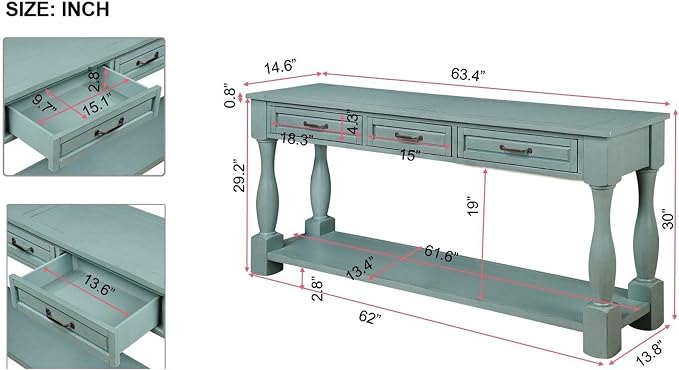 Knocbel Long Antique Entry Console Table - Image 2