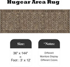 3x12 Brown Vintage Floral Washable Runner Rug - Image 2
