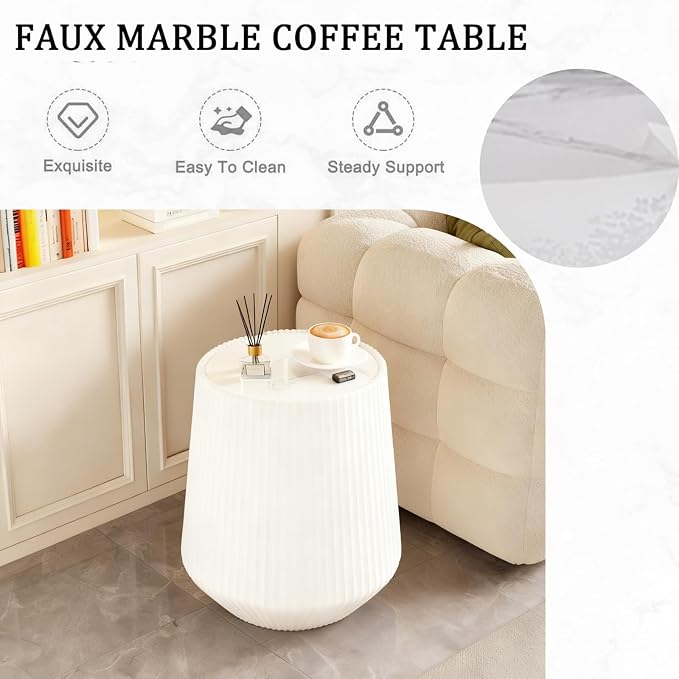 Modern Marble Nesting Coffee Table Set of 2, 26.77" Cup Shaped Coffee and End - Image 7