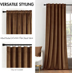 MIULEE Velvet Curtains 52x96 inches 2 Panels Brown Blackout Curtains | Luxury - Image 2