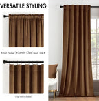 MIULEE Velvet Curtains 52x84 inches 2 Panels Brown Blackout Curtains | Luxury - Image 2