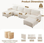 143.8" Modular Sectional Sofa Modern Chenille U Shaped Couch - Image 2