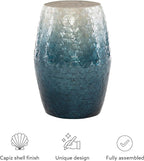 Tylin Ivory and Blue Capiz Ombre Drum Accent Table - Image 10