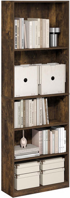 Furinno Jaya Book Shelf, 5-Tier Tall Book Shelf, Bookcase - Image 3