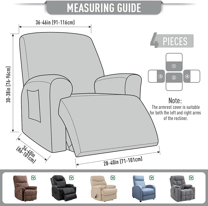 TAOCOCO Oversized Recliner Chair Covers, 1 Seater Streach Recliner Covers Soft - Image 4