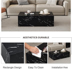 Coffee Table Living Room Table, Modern Black Faux Marble Center Couch Table - Image 4