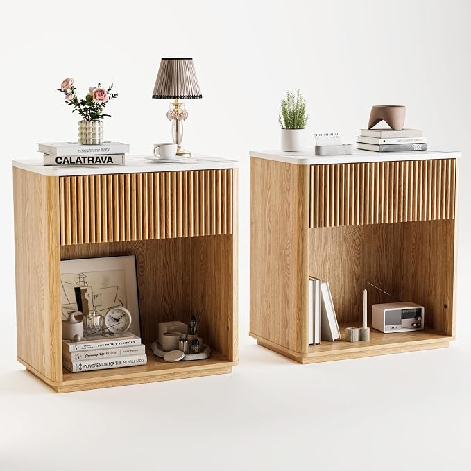 Modern Fluted Nightstand Set of 2 - Image 9