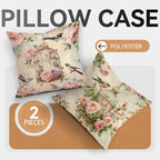 OBSEDE Vintage Throw Pillow Covers Set of 2, 18x18 Inch Pink Rose and Bird Print - Image 5