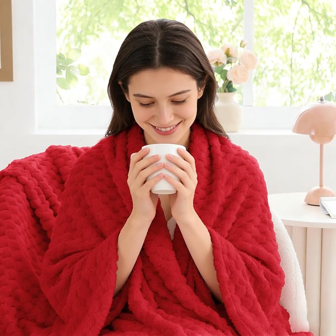 BEDELITE Red Throw Blanket for Couch, Soft Cozy Gifts for Women, 50 * 60 | 3D - Image 4