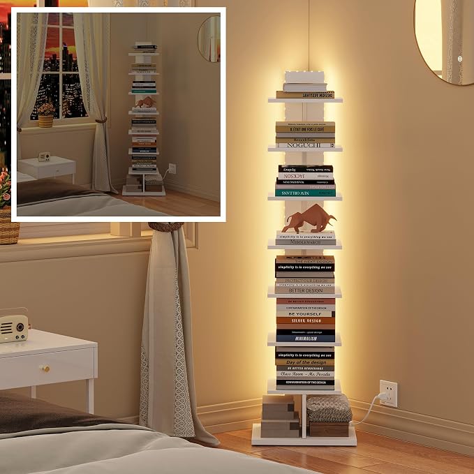 TUTOTAK Narrow Bookshelf, 8-Tier Bookcase - Image 8