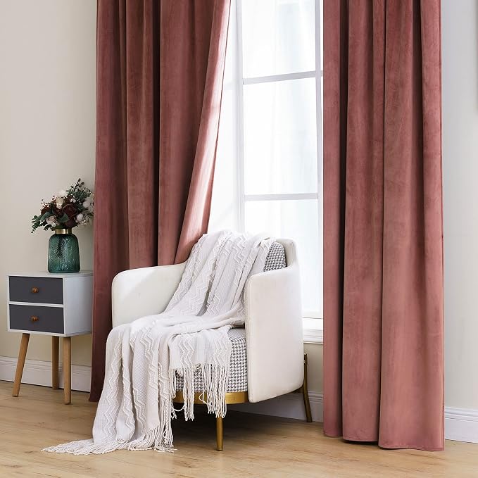 MIULEE Velvet Curtains 52x90 inches 2 Panels Dusty Rose Pink Curtains | Luxury - Image 7