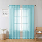Aqua Sheer Curtains for Living Room 78 Inches Long 2 Pcs, Dual Rod Pockets by Lecloud
