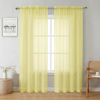 Goose Yellow Sheer Curtains 78 Inches Long 2 Panels, Airy Light Filtering Voile by Lecloud