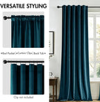 MIULEE Peacock Blue Velvet Curtains 52x96 inches 2 Panels Blackout Curtains | - Image 2
