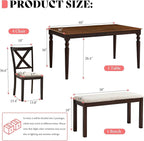 AMERLIFE 6-Piece Farmhouse Dining Table Set - Image 2