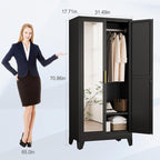 71" Metal Armoire Wardrobe Closet, Steel Clothing Storage Cabinet - Image 2