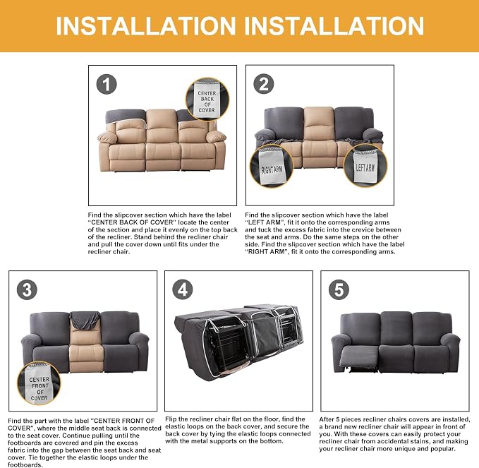 Genina Recliner Cover Stretch Couch Covers, Sofa slipcover - Image 6
