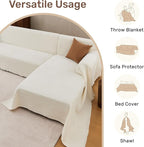 2 Pieces Sectional Couch Covers L Shaped Cover XXXL Cream White | Thick - Image 6