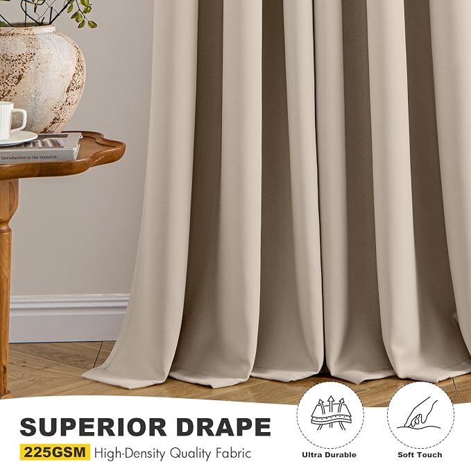 MIULEE Blackout Curtains for Bedroom 2 Panels 40 x 72 Inch Long Taupe | Thermal - Image 5