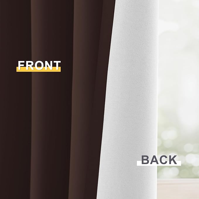 Yakamok Brown 100% Blackout Curtain Panels 84 inches, 2 Panels | Blackout - Image 6