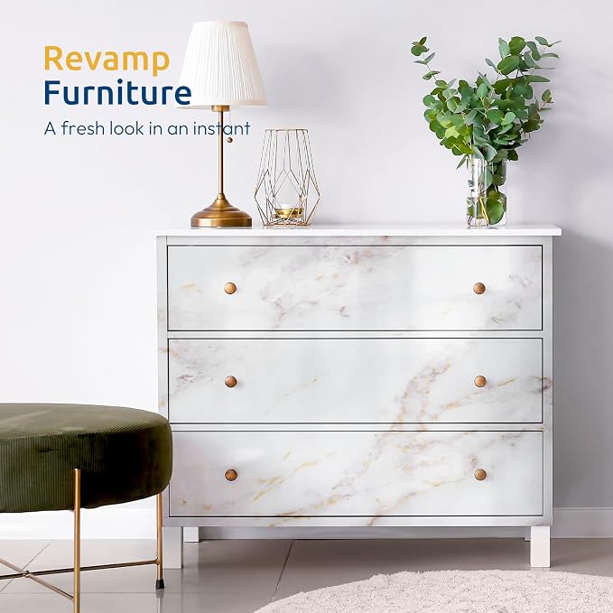 rabbitgoo Glossy Marble Contact Paper Peel and Stick Wallpaper 17.5" X 236.2" - Image 3
