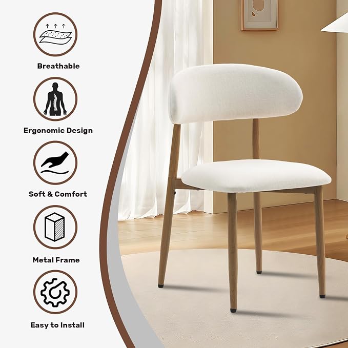 UVV Dining Chairs Set of 2, Metal Kitchen Chairs - Image 5