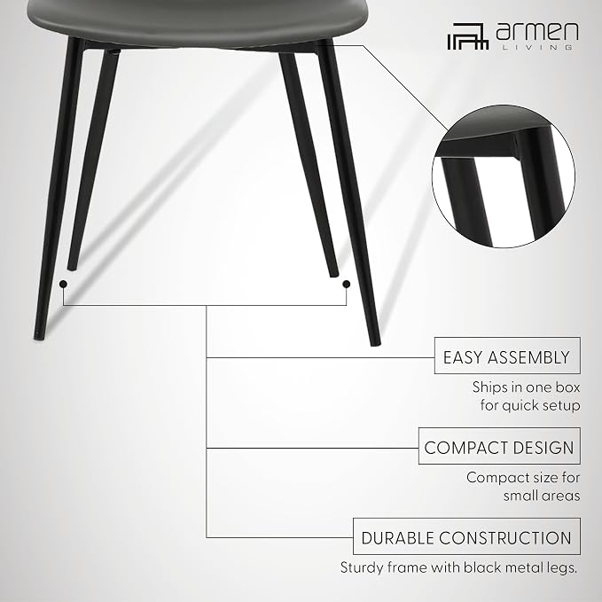 Armen Living Monte Mid Century Modern Dining Accent Chair - Image 5