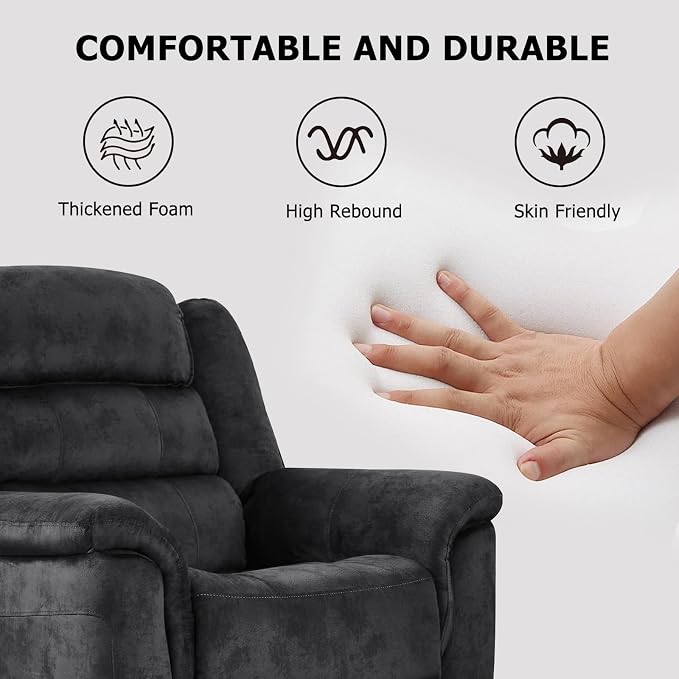 EBELLO 3 Pieces Reclining Living Room Set, Soft Fabric Manual Recliner Sofa - Image 6