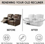 Recliner Loveseat Covers with Console, 6-Piece Stretch Geometric Strokes - Image 6