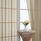 Taupe Sheer Curtains 84 Inches Long 2 Panels Set, Light Filtering Sheer Curtains - Image 3