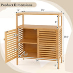 Giantex Storage Cabinet, Bamboo Bathroom Floor Cabinet - Image 3