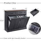 IFGET Double Tilt Out Trash Cabinet, 20 Gallon Farmhouse Laundry Hamper Cabinet - Image 2