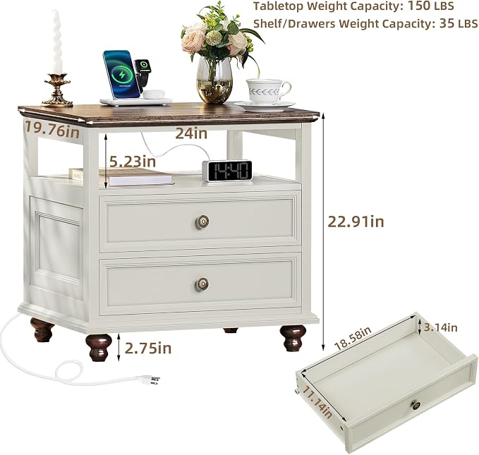 Joaxswe Farmhouse Nightstand Set of 2 - Image 3