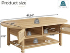 LVB Rattan Coffee Table, Boho Wood Living Room Table - Image 2