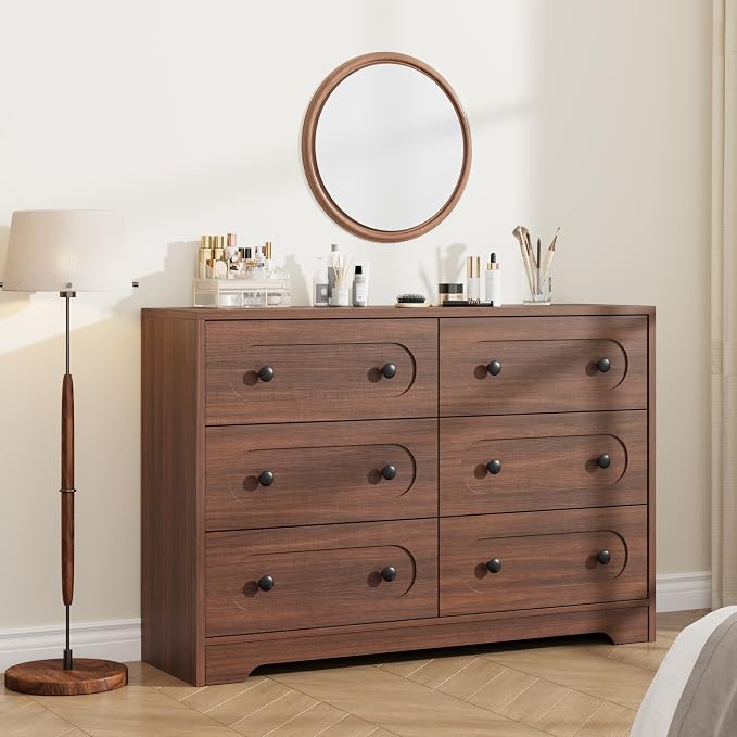 Garvee 6 Drawer Dresser for Bedroom, Wooden Mid Century Modern Chest of Drawers - Image 3