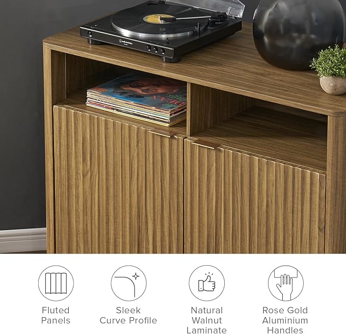 mopio Brooklyn Corner Storage Cabinet, Mid Century Modern Buffet, Entertainment - Image 3