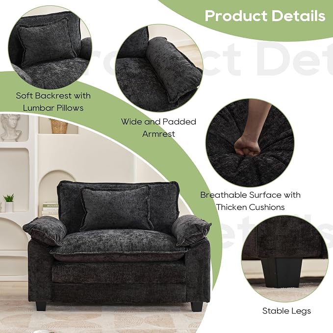 Oprisen Modular Sectional Sofa, Comfy Cloud Couch Sectional Sofa, Chenille Sofa - Image 6